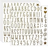 Waynoda Glitter Alphabet Letter Stickers 800 Pieces 10 Sheets letter and Number Stickers Self Adhesive Alphabet Number Stickers, Decals for Sign, Grad Cap Decoration, DIY Crafts Art Making, Classroom Decor, Business,Address Number (Gold)
