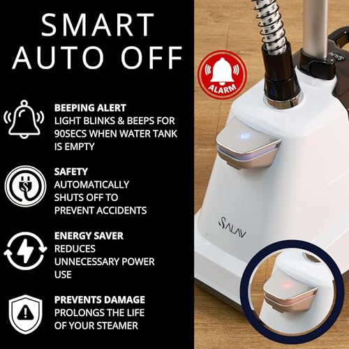 Image of SALAV Commercial Garment Steamer w /Smart Auto-Off, XL 3L Water Tank, 1800W
