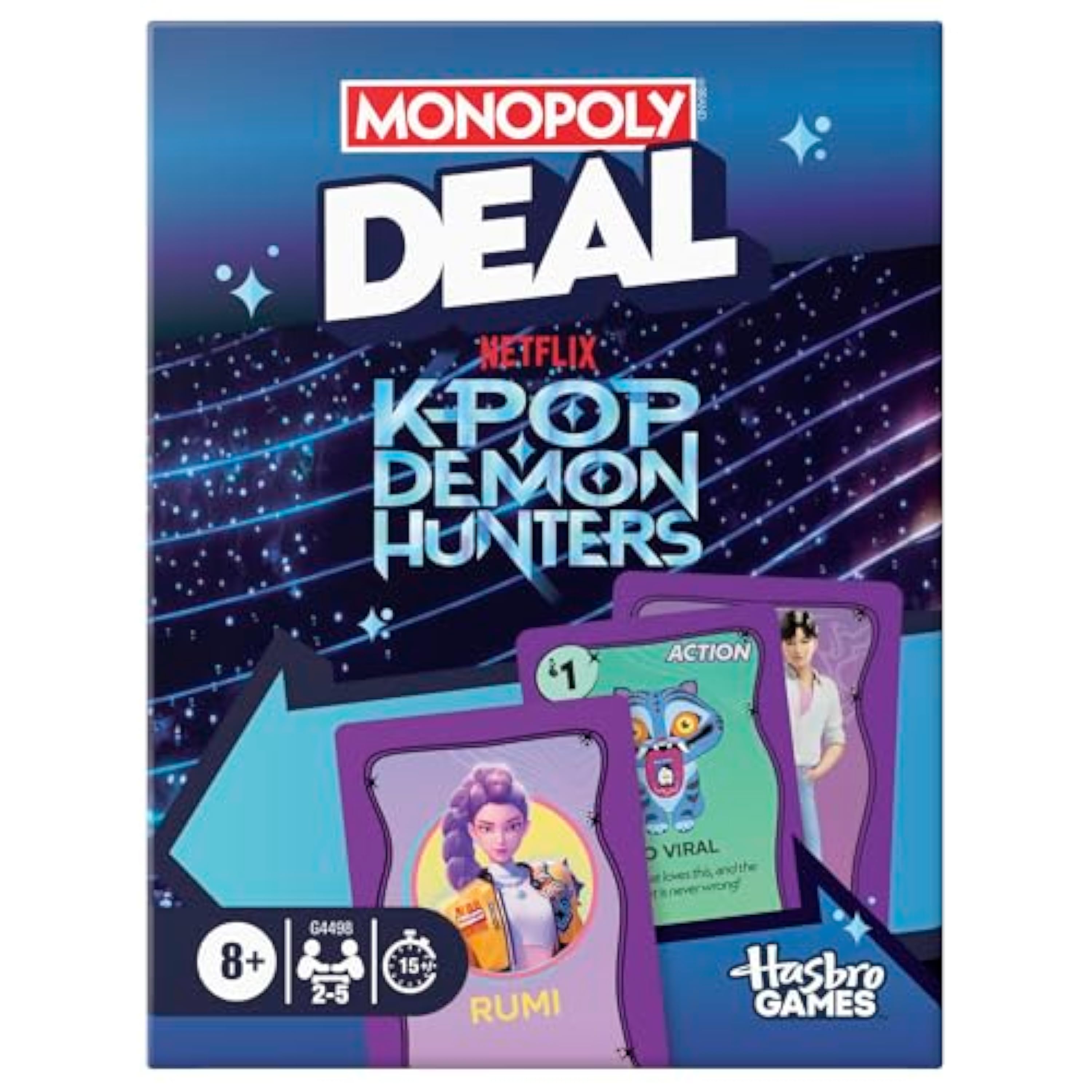 Monopoly Oferta: Juego de Cartas KPOP Demon Hunters | Juegos Familiares para niños, preadolescentes, Adolescentes y Adultos | 2-5 Jugadores | 15 Minutos | A Partir de 8 años