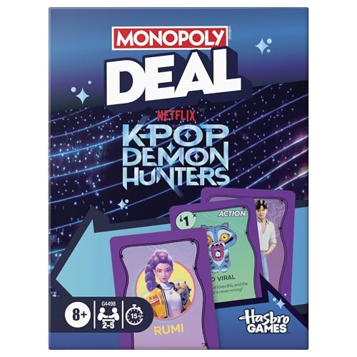 Monopoly Deal: Kpop Demon Hunters Card Game | Family Games for Kids Tweens Teens and Adults | 2-5 Players | 15 mins. | Easter Gifts for Boys and Girls Ages 8+