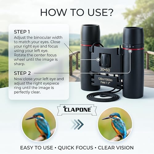 Image of Binoculars for Adults & Kids, HD High Power Mini Folding Telescope, Wide Field View 126m /1000m, Lightweight Portable for Travel, Bird Watching, Sports & Outdoor Use (Mini Binoculars 30X60)