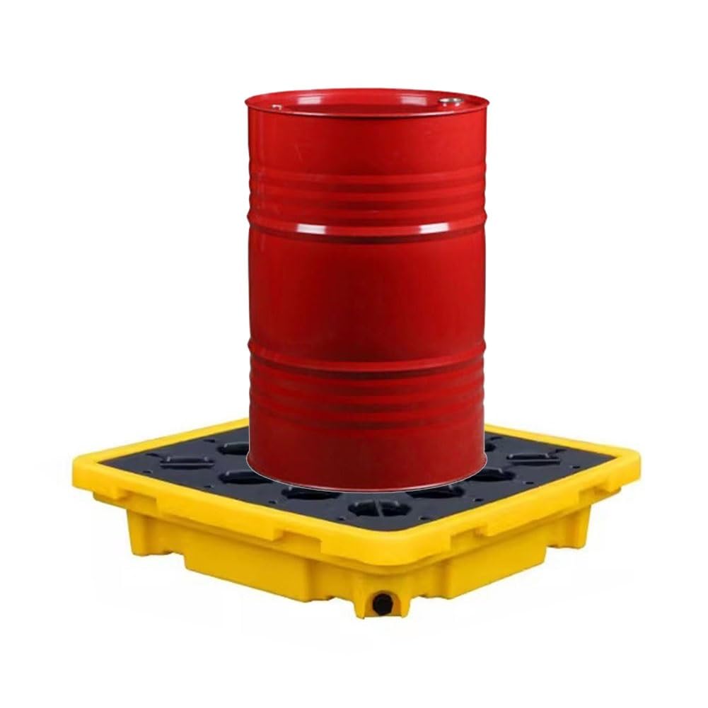 JKJZSALJ Modular Plastic Spill Containment Platform, Industrial Spill Pallet For Warehouses, 17, Heavy-Duty Design, 130X68X15Cm & 72X72X16Cm, Maximize Safety & Eff,Yellow,67 * 67 * 15cm