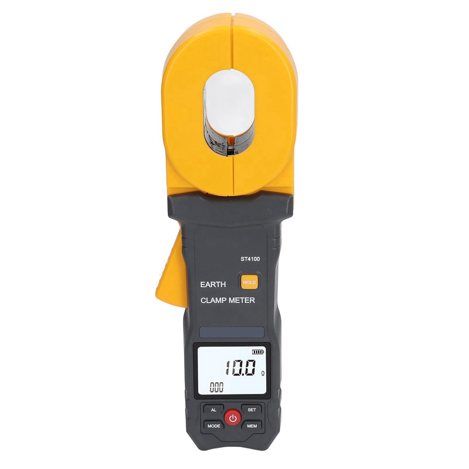 Gugxiom Digitales Zangenmessgerät Erdungswiderstandsmessgerät 55 X 32 Mm, ST4100 LCD-Klemme Erdungstester Widerstandsauflösung 0,001 Ω 0,01 MA, Automatische Abschaltung (ohne