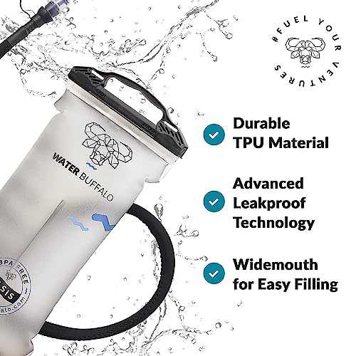 Water-Buffalo-Hydration-Bladder-Water-Bladder-for-Hiking-Backpack-Leak-Proof-2L-Hydration-Bladder-Water-Reservoir-Insulated-Hose-High-Flow-Bite-Valve-Oasis-2-Liter-Hydration-Bladder