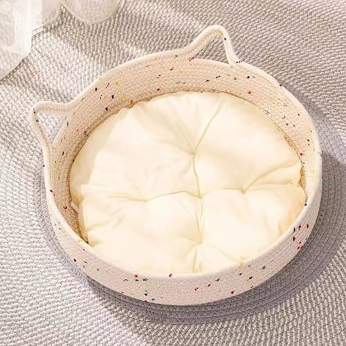 藤編み ペットマット夏用 籐ベッド ラタンかご 手編み 爽やか 耐噛み 編み籠 涼しい 通気性 爪とぎ 天然素材 安全 ホーム 暑さ対策 かわいい 休憩所 猫 犬 ケージ 安定した ペット用品 45*15cm