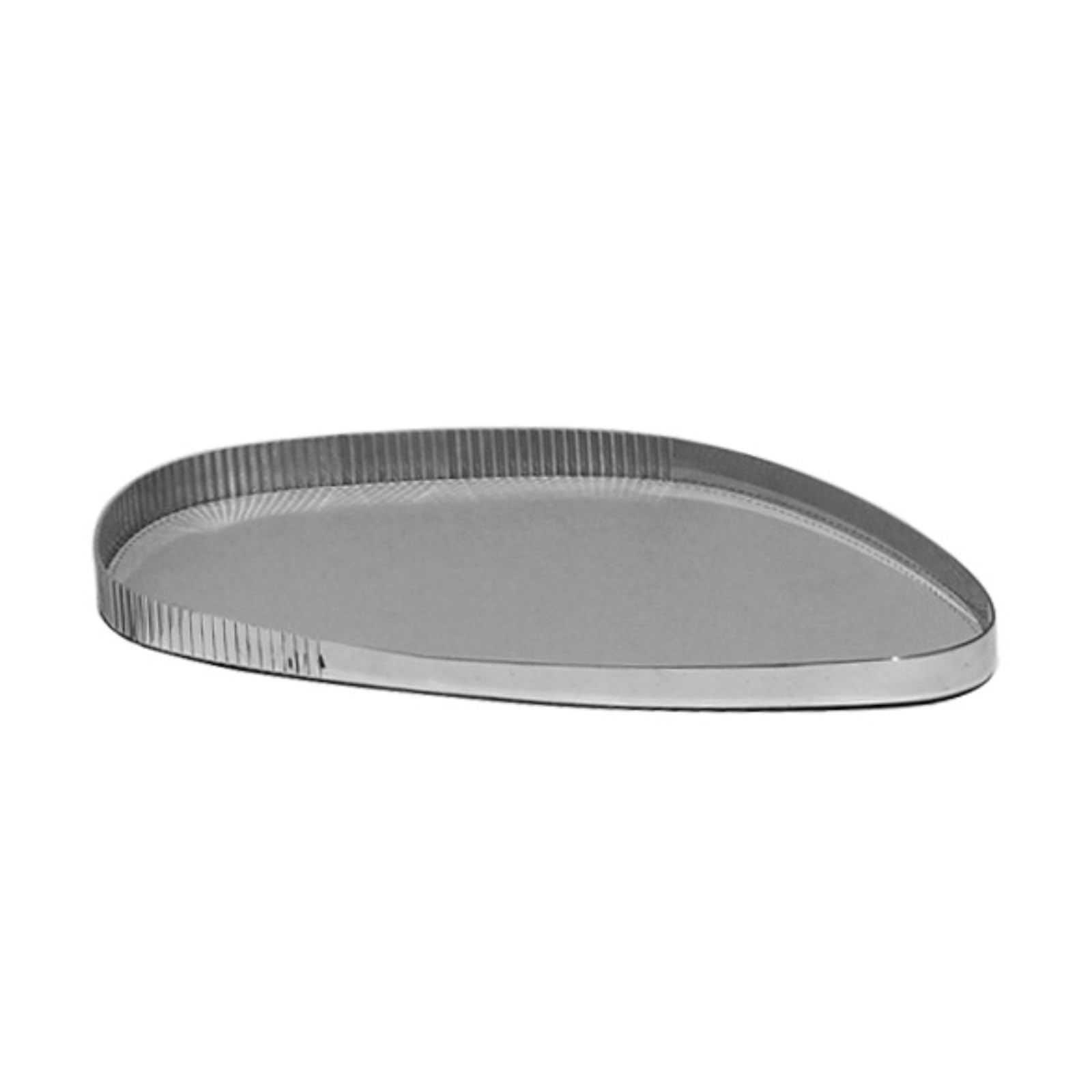 Vassoio Ovale con Fondo in Pelle Nordico Vassoio Decorativo in Acciaio Minimalista per Ingresso, Inox Con Pelle Grigia, Grande 45,5 X 24 X 2 Cm
