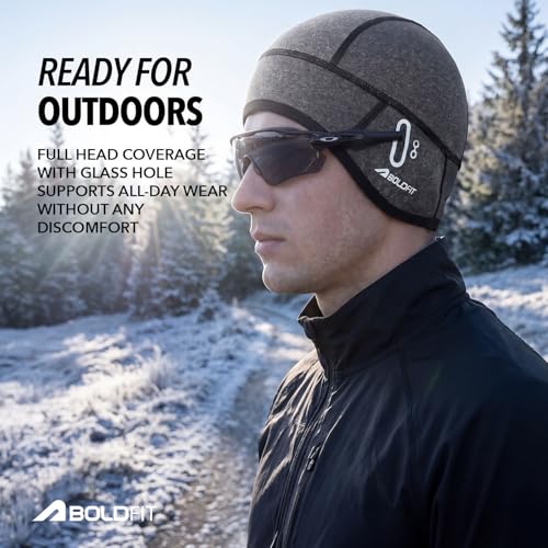 Image of Boldfit Skull Cap Helmet Liner for Men & Women, Breathable Sweat Wicking Mesh Head Cap with Glasses Holes for Bike Riding, Cycling, Running, Gym & Outdoor Sports, Under Helmet Cooling Cap Black