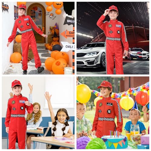 Disfraz de Piloto de Carreras para Niños Rojo Talla 150 miniatura 5