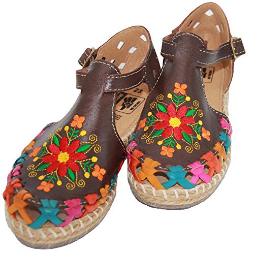 Women’s Floral Espadrille Huarache Sandals, Mexican Leather Huaraches4