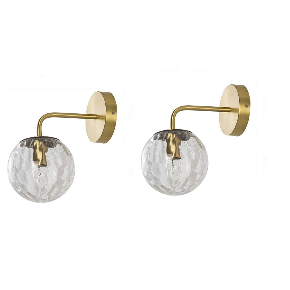 HPTHLY Wall Mounted Light Nordic Luxury Brass Bedroom Bedside Bracket Light Indoor Living Room Tv Background Wall Lamp Minimalist Water Ripple Aisle Lamp Ba(2 Packs)