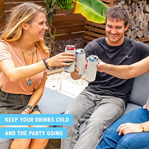 Image of Slim Can Cooler Sleeves (30-Pack) Soft Insulated Slim Can Koolie for White Claw Seltzer & Slim Beer - HTV Blanks for Vinyl Projects - Skinny Can Koolies Bulk - Tall Can Coolies for Slim Cans (Stone)