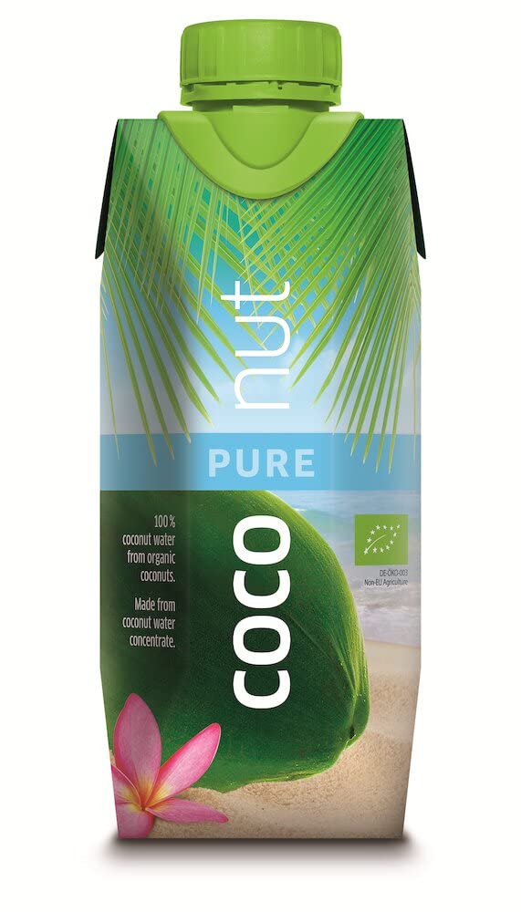 12x Aqua Verde organic coco juice pure 330ml Tetra Pak with straw