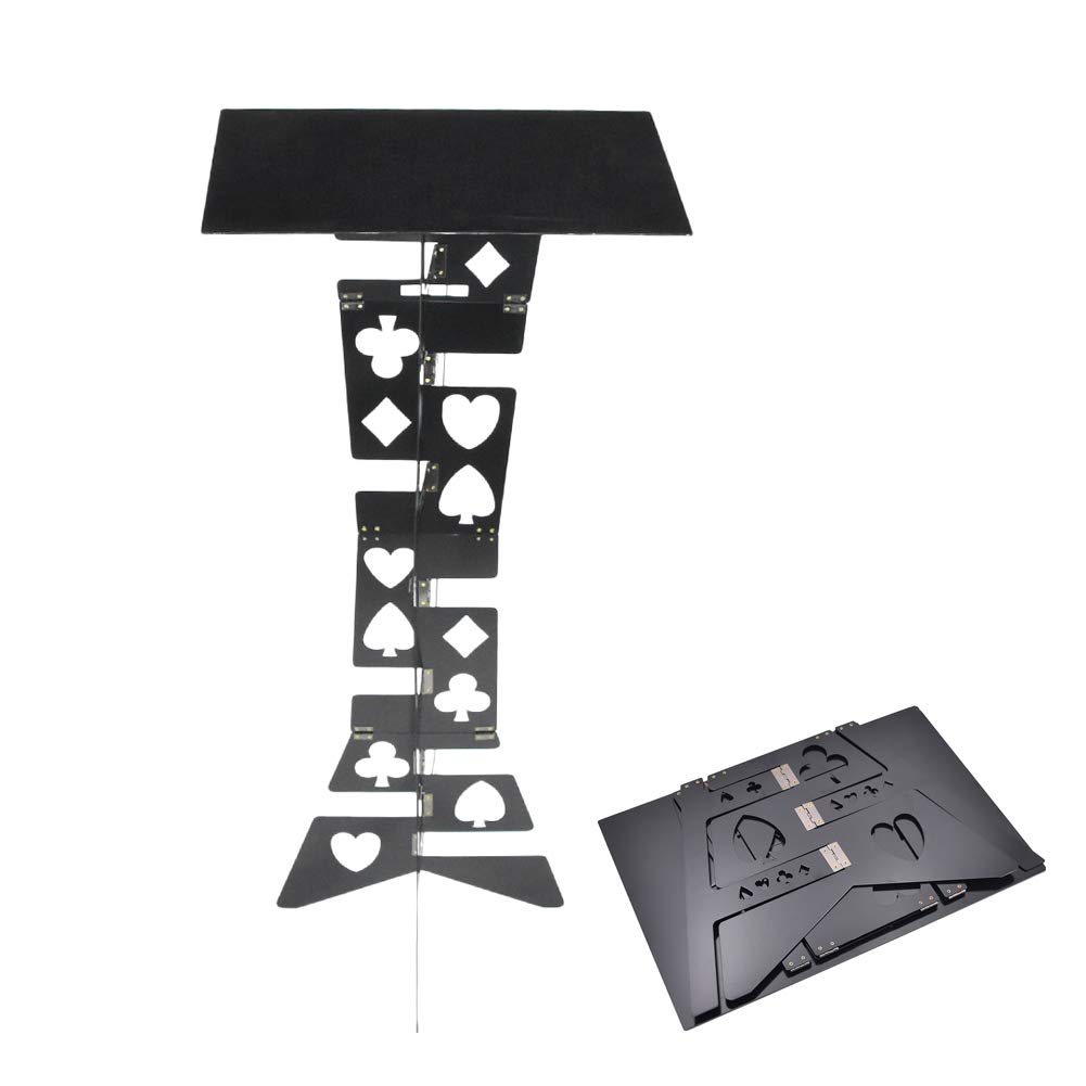 SUMAG Aluminum Alloy Magic Folding Table Magic Tricks for Magicians Metal Table Stage Close up Illusions Magic Prop Accessories Easy to Carry (Black)