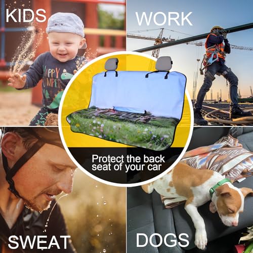 Image of Back Seat Cover for Car Trucks Van SUV Jeep,Waterproof Rear Bench Towel Seat Covers for Dogs and Kids,Automotive Backseat Protector (Dog Print)