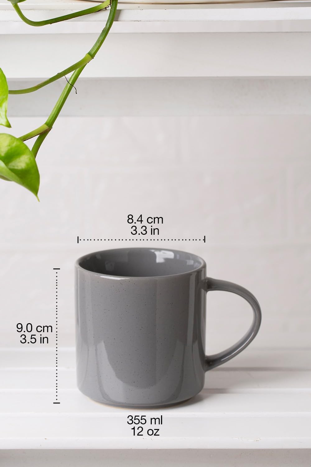 Juego De 4 Tazas De Café De Gres con Asa Grande De 355 Ml (12 Oz) Latte, Capuchino, Té Y Más - Aptas para Microondas Y Lavavajillas - Cappuccino White Mug Set - 4PCS