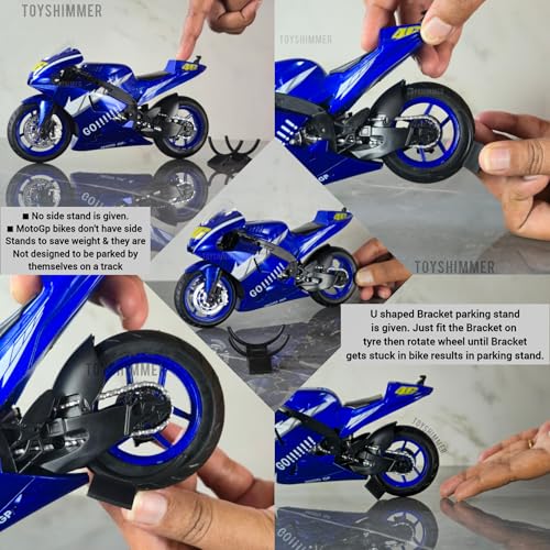 Image of Moto GP 46 Practice Track Bike dyecast Motorcycle with Light & Sound,1:12 Scale, Blue Color