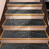 Demiwise 15 Pack Non Slip Stair Treads,8' X 30' Non Slip Carpet Stair Treads with Reusable Adhesive Rubber Backing,Staircase Step Treads Carpet Treads for Wooden Steps Indoor (Dark Gray)