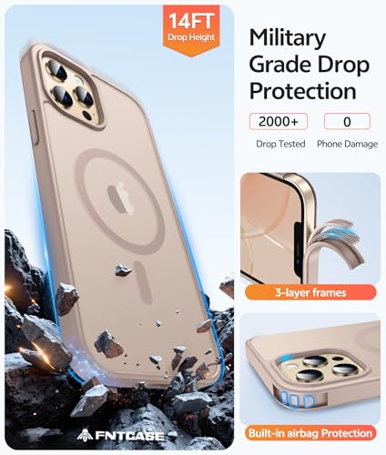 Image of FNTCASE for iPhone 12 Pro Max Case: [Compatible with Magsafe] Translucent Matte Magnetic Phone Cover - Military Grade Drop Protection Shockproof Protective Cases - Desert Gold