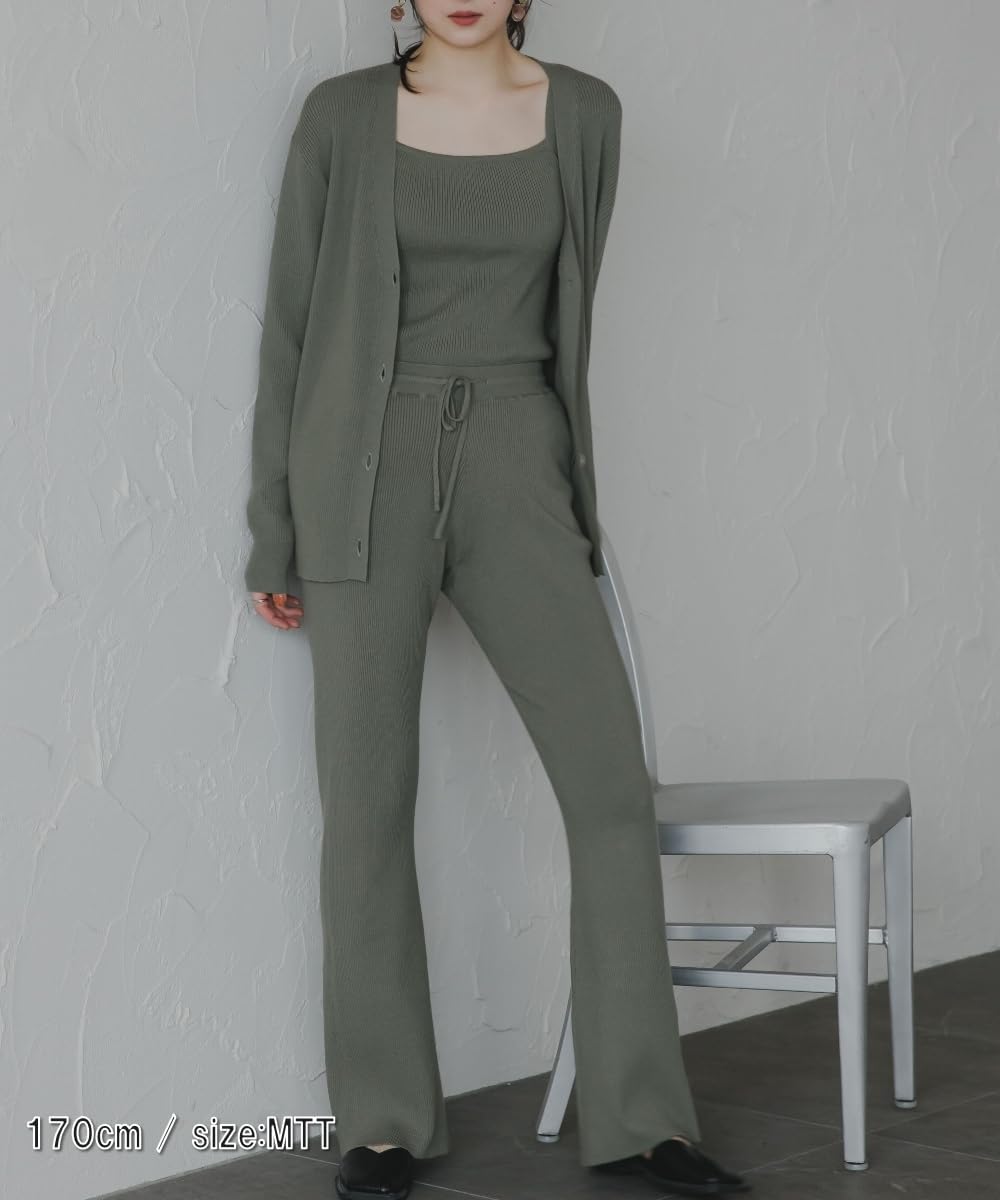 [ニッセン] ロングパンツ レディース 高身長 ニットフレアパンツ（セットアップ対応）（トールサイズ） Essenave