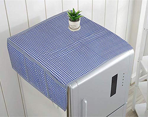 Image of Kuber Industries Checkered Design PVC Fridge /Refrigerator Top Cover (Blue)- CTKTC032703