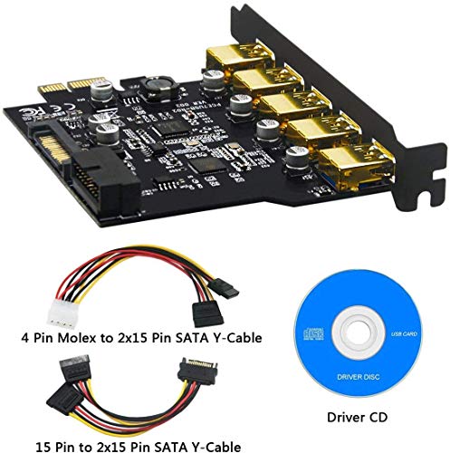 BEYIMEI 5-Port PCI Express Expansion Card, USB3.0 5-Port 19pin Front Expansion Card, can