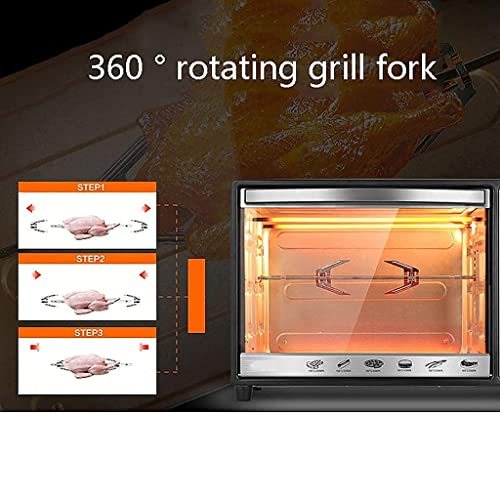38L mini-oven Instelbare temperatuur 0-250 ℃ en 60 minuten timing Huishouden Multifunctionele heteluchtcirculatie Ingebouwde verlichting 360 ° roterende vork Elektrische oven Gehard glazen deur C - Afbeelding 7