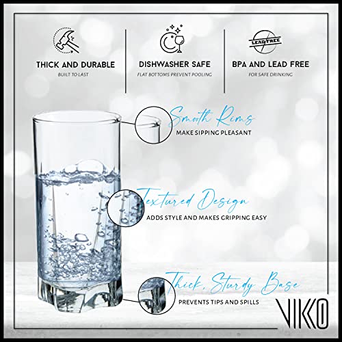 Vikko Drinking Glasses, 12 Oz Drinking Glasses Set Of 6, Crystal Clear Glass Cups For Water Or Juice, Highball Glass Tumbler & Water Glasses For Drinking… #TOP2