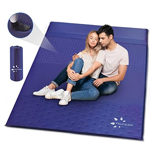 FRUITEAM Sleeping Pad for Camping 2 Person Extra Thickness Self-Inflating Double Camping Pad with Pillow, Sleeping Mat for Backpacking, Hiking,Navy…