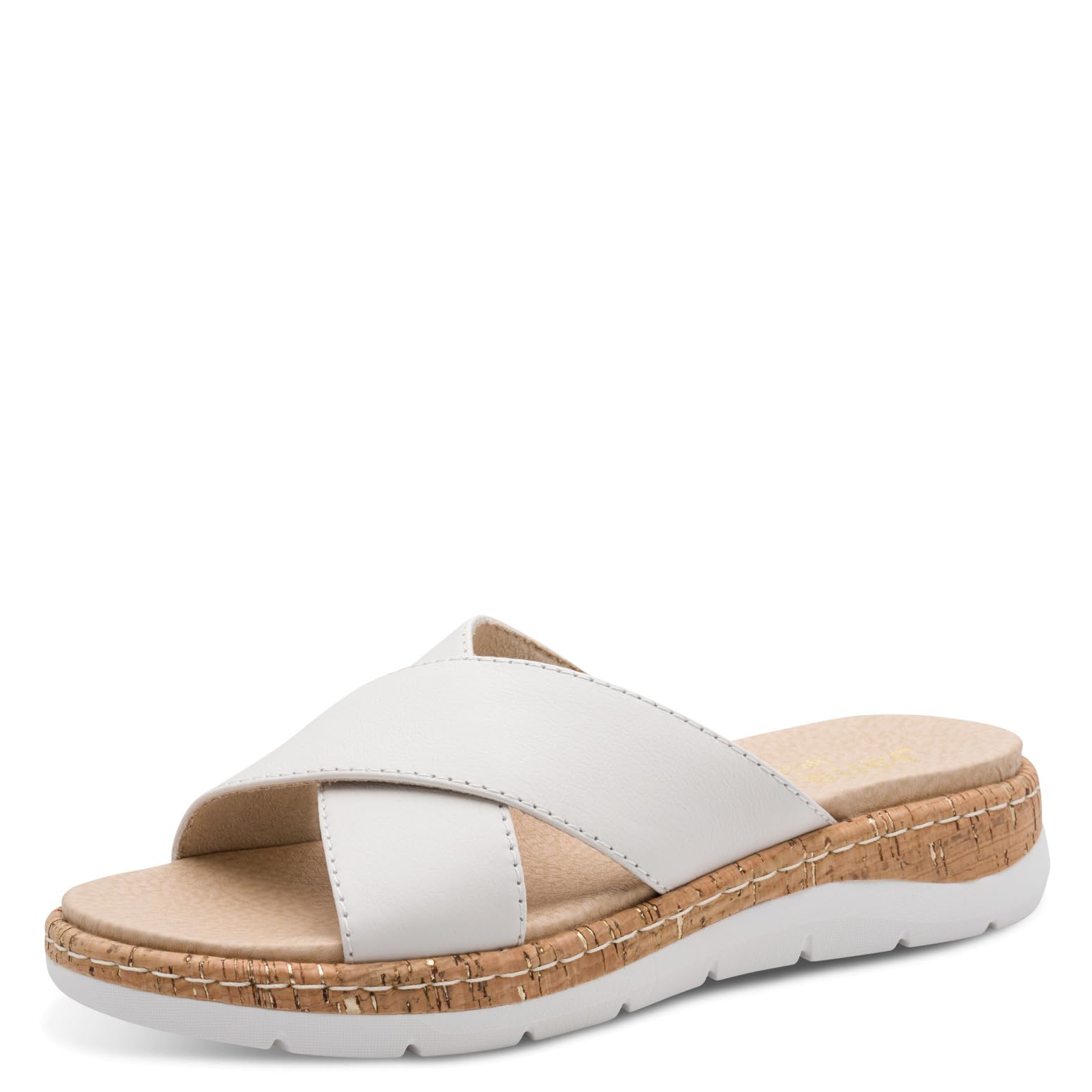 Jana Women's Softline Leather Wedge/Plat Mule 8-27701-46 Flat Sandal, White, 5 UK