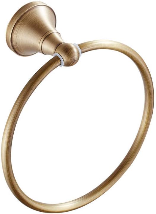 Leyden Brass Towel Ring, Antique Brass Hand Towel Holder for Bathroom Round Towel Rack Wall Mounted