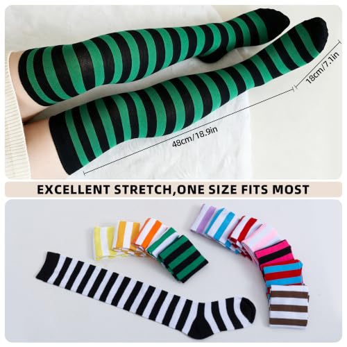 Image of Raylarnia Women's Extra Long Opaque Striped Over Knee High Stockings Socks