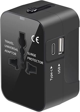 Universal Travel Adapter,International Adapter All in one Adapter Plug for Phone, Laptop, Camera,Travel Adapter Worldwide, 1 Piece, White (TYPE C)