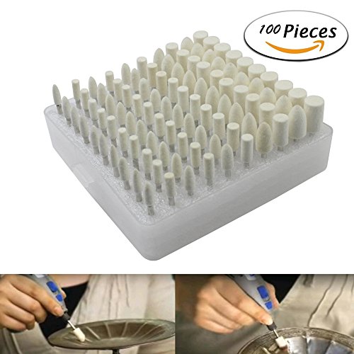 100pcs Multifunctional Wool Felt Mandrel Mounted Grinding Polishing Accessories Attachment Set - Fit Dremel-1/8 Inch Shank