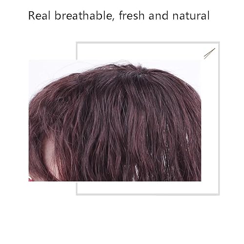 Miniatura 5 de SAFWEL Peluca de cabello humano real natural esponjoso e invisible para mujer, uso diario, fiesta, cosplay (color rojo)