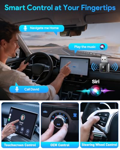 Image of Mini Wireless CarPlay Adapter Bluetooth Apple Car Play Dongle, Zero Latency, Stable Connection, Compatible with iPhone 6+ & Android Auto 10+, Cars from 2017, USB /Type-C