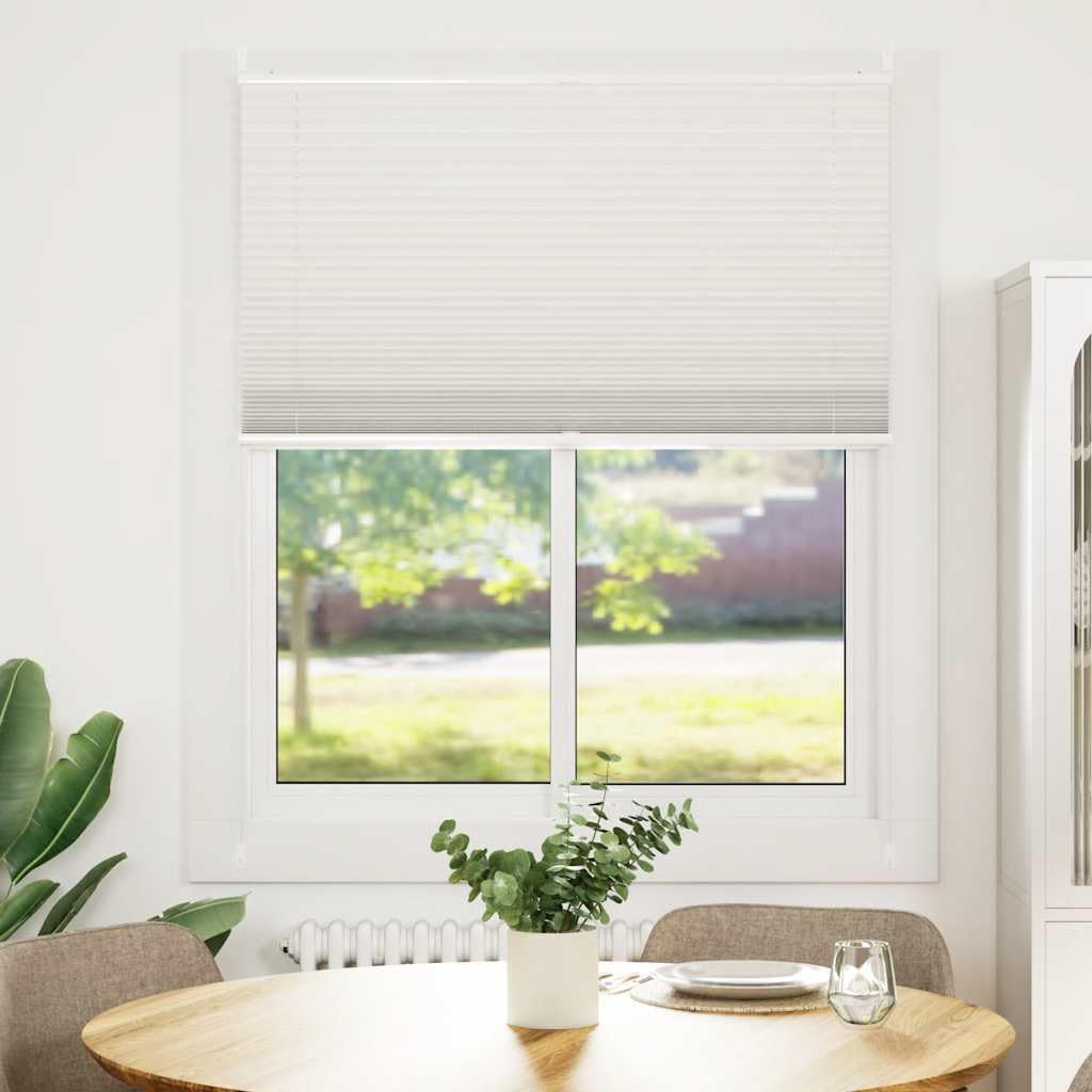 Verdunklungsplissee 100x100 cm Weiß aus Polyester mit Aluminium Klemmhaltern, Blickdicht und Sonnenschutz für Fenster, Tür, Dachfenster, ideal für Wohnzimmer, Schlafzimmer, Küche, Büro