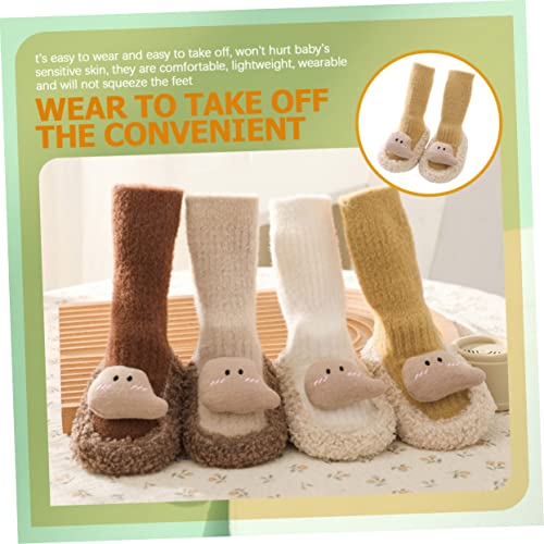 TOYANDONA Boy Girl Slippers Socks Non Slip Socks for Toddlers Fuzzy Slippers Grip Soft Comfortable Cartoon Pattern Yellow4