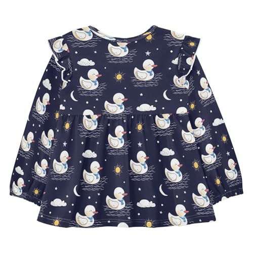 Cute Duck Cloud W Girls Shirts Cotton Long Sleeve Ruffle Toddler Tee Tops2