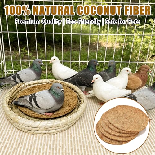 Image of kathson 12PCS Pigeon Nest Pads,Natural Coconut Fiber Parakeet Nesting Material,Bird Egg Mat Hatching Bedding Accessories,Pigeon Nesting Bowl Breeding Pads for Chicken,Finch,Quail
