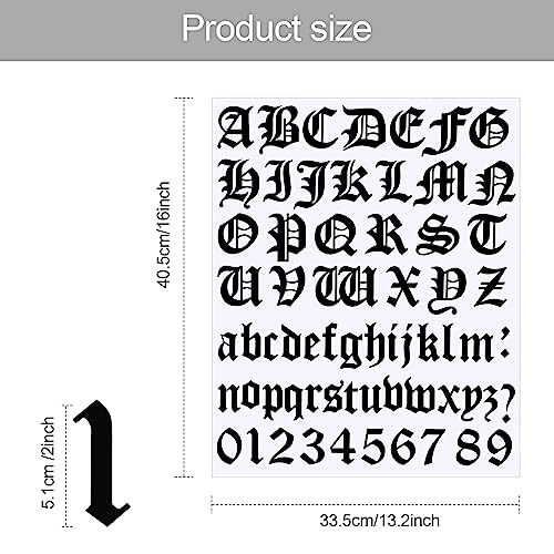 Image of Teling 8 Sheets Letter Stickers Vinyl Old English Alphabet Number Stickers Self Adhesive Stick on Letters for Back to School Scrapbooking DIY Art Business Mailboxes Address Craft(2 Inch,Black)