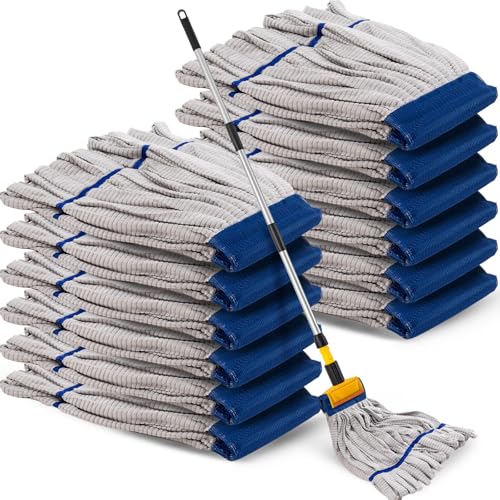 Image of Hushee 6 Pack Large Microfiber Tube Mop Heads 18 oz Heavy Duty Commercial Industrial Wet Mop Head Refill Reusable Machine Washable Looped End Mopheads for Hardwood, Tile, Laminate Floors (Grey)