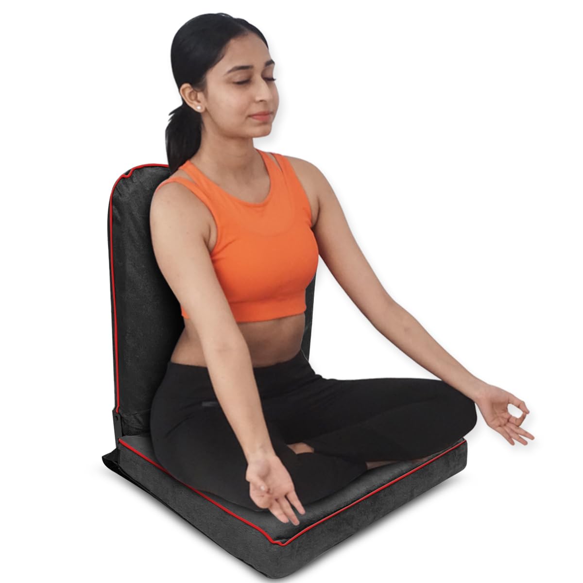 Kawachi 90° Right Angle Yoga Meditation Chair Floor Chair Reading Chair with Back Support- i83-Dark Grey