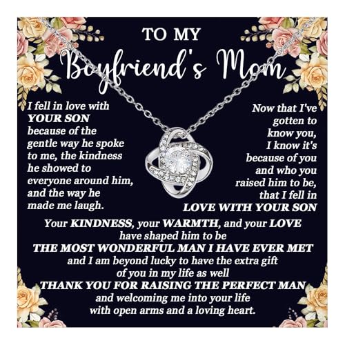 Xukaenus To My Boyfriend's Mom Necklace, Christmas Birthday Gifts For Boyfriends Mom, Mothers Day Gifts With Message Card And Gift Box