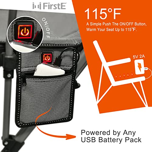 FirstE Heated Camping Chair Heavy Duty Portable Folding Heated Chair