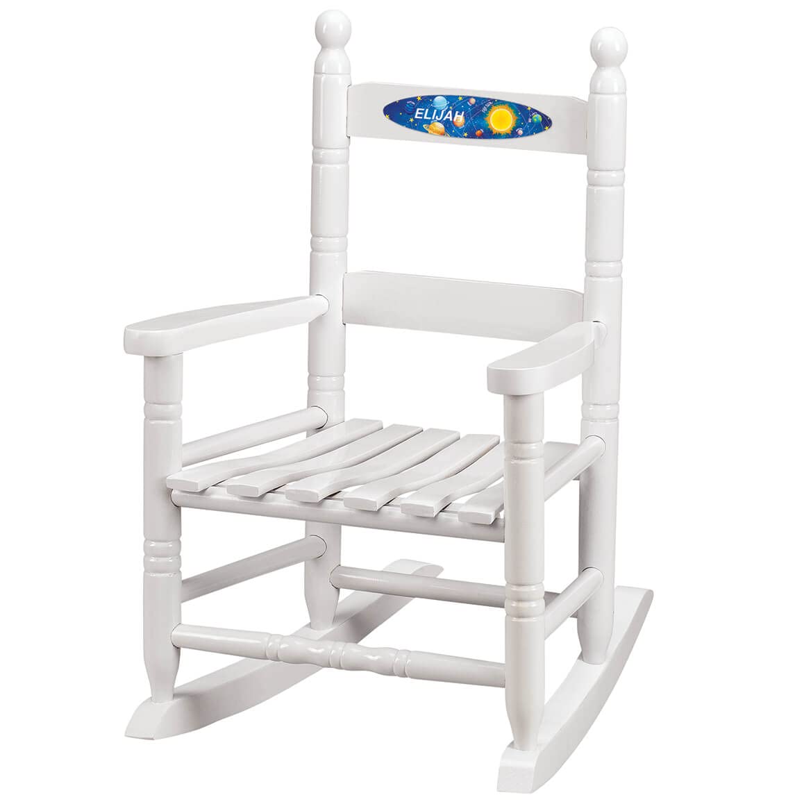 Fox Valley Traders Custom Space-Themed Children's Rocking Chair, Durable Wood - Measures 14 1/2