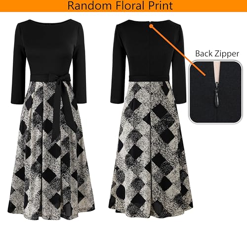 Image of VFSHOW Womens Work Business Casual Church Pockets Belted A-Line Midi Dress