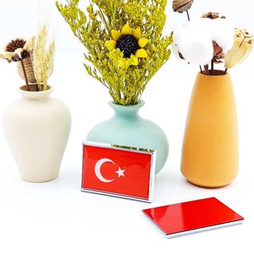 Image of Turkey Flag Sticker Emblem Decal Turkish Car Chrome Flags, 2 Pack, 3 x 2 inches