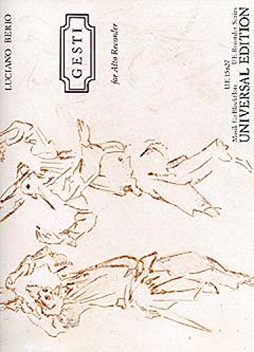 Partitions classique UNIVERSAL EDITION BERIO L. - GESTI - FLUTE A BEC ALTO Flûte à bec