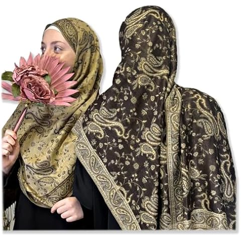 Faticinfa Women's Hijab Pashmina Shawls Wraps,Double-sided Paisley Vintage Scarf With Tassels Cover