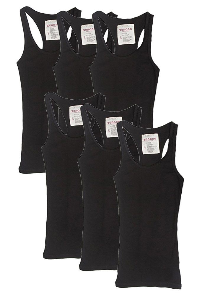 Trendyfriday Womens Must Have Racerback Basic Ribbed Tank tops Medium 6 Packs BLACK